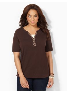 Catherines Plus Size Layered Look Top   Womens Size 0X, Coffee Bean