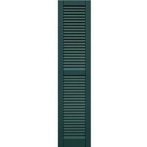 Winworks Wood Composite 15 in. x 67 in. Louvered Shutters Pair #633 Forest Green 41567633