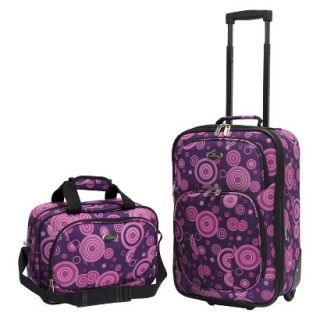 U.S. Traveler 2 Piece Polk Dot Fashion Carry On Luggage Set (Purple)