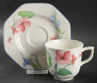 Mikasa French Silk Flat Cup & Saucer Set, Fine China Dinnerware   Gallery Line
