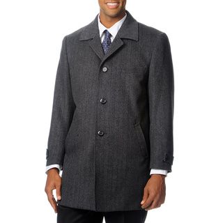 Pronto Moda Europa Men's 'Rodeo' Grey Herringbone Cashmere Blend Top Coat Pronto Moda Coats