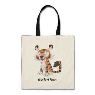 Happy Cartoon Tiger Tote Bags