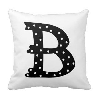 Personalized Black and White Polka Dot Letter B Pillows