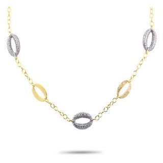 18K Yellow Gold over Sterling Silver, Diamond Accent Fashion Necklace Jewelry