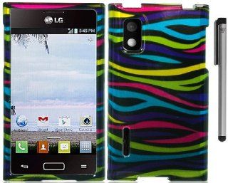 Rainbow Zebra Hard Cover Case with ApexGears Stylus Pen for Lg Optimus Extreme L40G by ApexGears Cell Phones & Accessories
