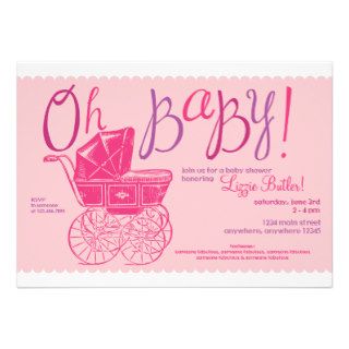 "Oh Baby" girl shower party invitation
