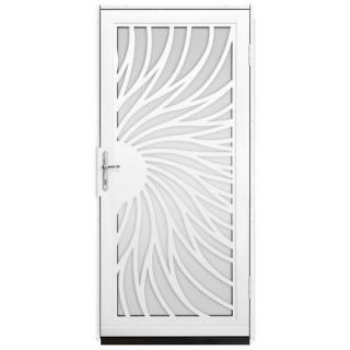 Unique Home Designs Solstice 36 in. x 80 in. White Outswing Security Door with Shatter Resistant Glass Inserts and Satin Nickel Hardware IDR31000362154