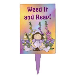 Funny Weed It Plant Garden Marker Cake Toppers
