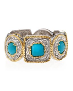 Turquoise Square and Circle Ring