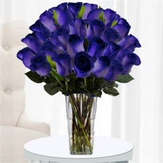Fresh Cut Purple Tinted Rose with Vase   24 Stems