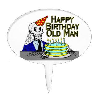 Happy Birthday Spider Web Old Man Cake Toppers