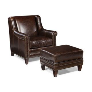 Palatial Furniture Pendleton Leather Arm Chair and Ottoman 453