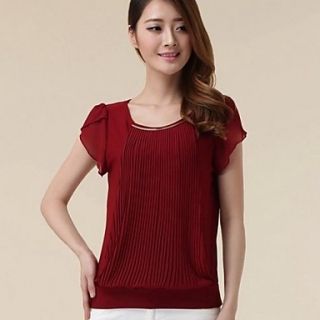 Womens Round Han Edition Loose with Short Sleeves Blouse