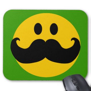 Mustache Smiley (Customizable background color) Mouse Pads