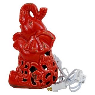 Ceramic Elephant Figural Lamp   Red