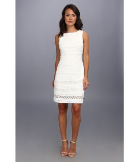 Christin Michaels Ribbed Sheath Boatneck Dress Womens Dress (White)