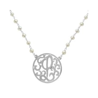 Lacy Sterling Silver Initial Medallion Necklace, Womens