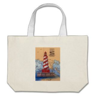 White Shoals Lighthouse MI Nautical Chart Art Peek Tote Bags