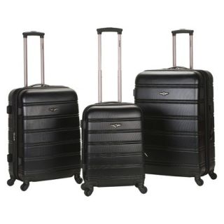 Rockland Luggage Melbourne 3 Piece Expandable ABS Spinner Luggage Set   Black