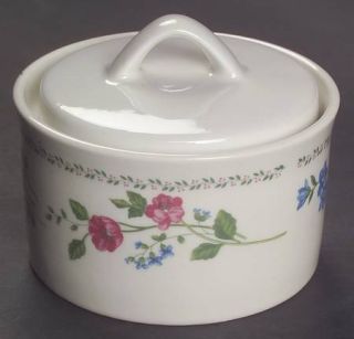 Farberware English Garden (225/225a,White Bckgd) Sugar Bowl & Lid, Fine China Di