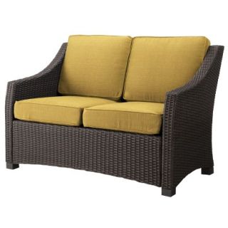 Outdoor Patio Furniture Threshold Yellow Wicker Loveseat, Belvedere Collection