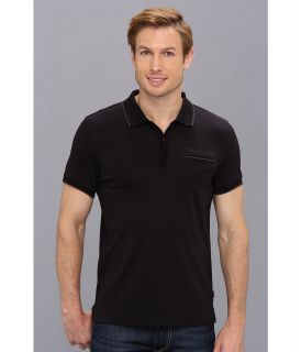 Calvin Klein S/S Polo w/ Contrast Collar Piping Mens Short Sleeve Pullover (Black)