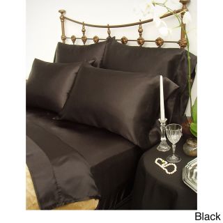 Scent Sation Charmeuse Ii Satin Queen size Sheet Set With Bonus Pillowcases Black Size Queen