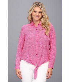 MICHAEL Michael Kors Plus Size Woven Front Tie Hem Top Womens Clothing (Pink)