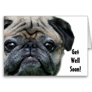 Get Well Soon Pug Dog greeting card