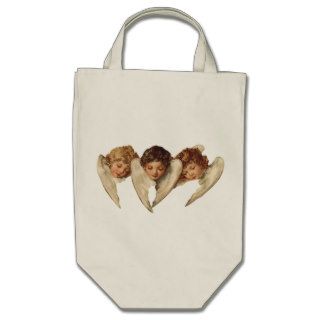 Three Child Angels   Vintage Kitsch Art Canvas Bag