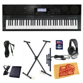 Casio WK 7500 Workstation Keyboard Bundle with Keyboard Stand, 8 GB SD Card, 10 Foot Instrument Cable, Sustain Pedal, Headphones, and Polishing Cloth Musical Instruments