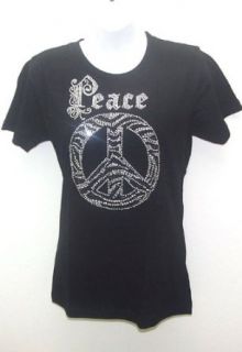 Zebra Black White Peace Rhinestone Womens T Shirts Size M   2xl