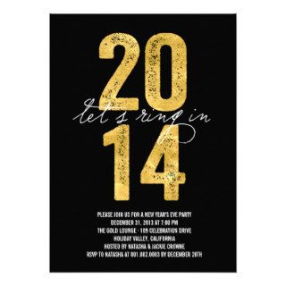 Gold Foil 2014 Ring In The New Year Eve's Party Custom Announcement