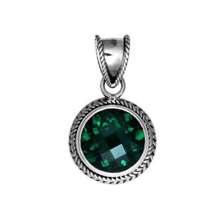 Sterling Silver Bali Faceted Gemstone Round Rope Bezel Pendant (Indonesia) Pendants