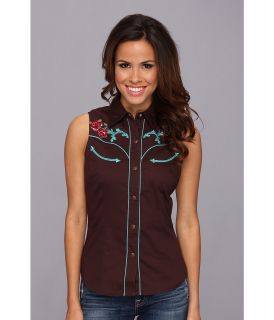Roper 100 Ctn Twill w/ Thistle Roses Emb Womens Clothing (Brown)