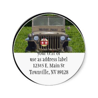 Military Jeep Round Stickers