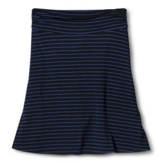 Merona Womens Jersey Knit Skirt   Black/Waterloo Blue Stripe   S