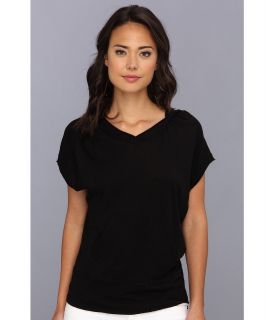LAmade S/S Lounge Hoodie Womens Short Sleeve Pullover (Black)
