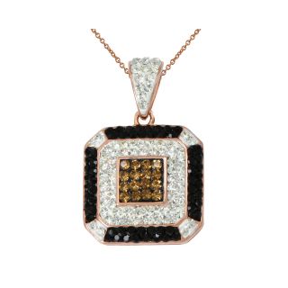 14K Rose Gold Over Silver Crystal Square Pendant, Womens
