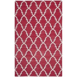 Safavieh Hand woven Moroccan Dhurrie Red/ Ivory Wool Rug (9 X 12)