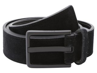 Calvin Klein 35mm Stitched Suede w/ Logo Buckle Mens Belts (Black)