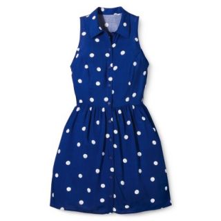 Merona Womens Woven Sleeveless Shirt Dress   Blue Polka Dot   8