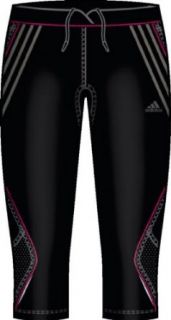 adidas Women's Glide Three Quarter Tight (Black, Radiant Pink, Large) Clothing