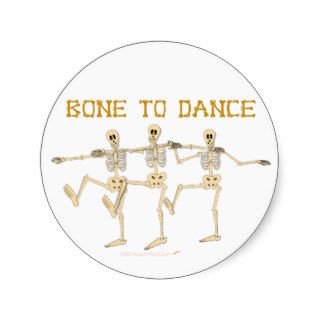 Funny Dancing Skeletons Bone To Dance Cartoon Round Stickers