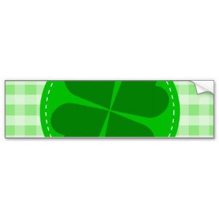 Circle hearted Shamrock w green ribbed background Bumper Stickers