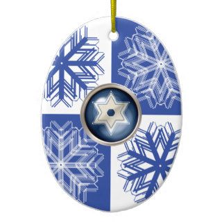 Hanukkah Snowflake Star of David Holiday Christmas Ornament