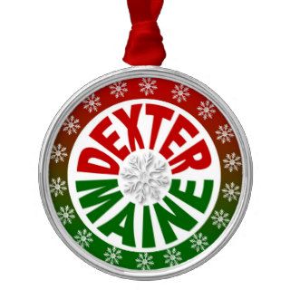 Dexter Maine red green snowflake ornament