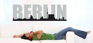 WANDTATTOO BERLIN SKYLINE WANDAUFKLEBER WANDSTICKER WALLPRINT 2 FARBIG (Größe Skyline 39 x 132 cm , Berlin Schrift 32 x 130 cm) Nr.113 Küche & Haushalt