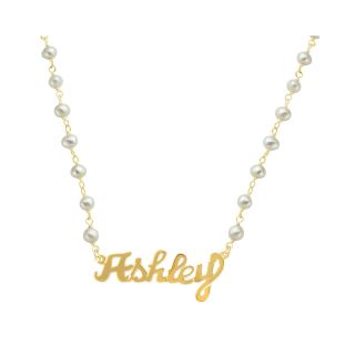 22K Gold Plated Sterling Silver Nameplate Necklace, Womens