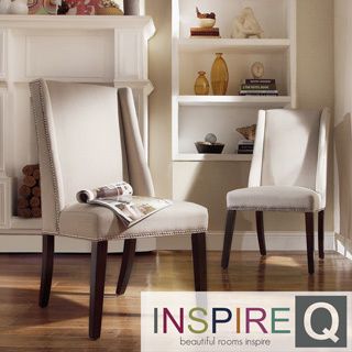 Inspire Q Geneva Grey Fabric Wingback Hostess Chairs (set Of 2)